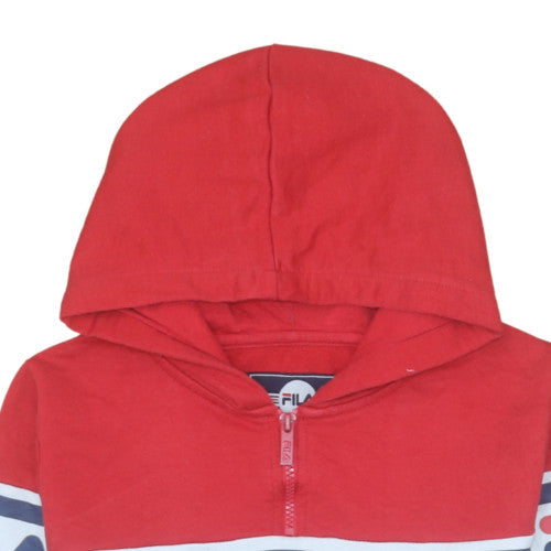 FILA Boys Blue Red 1/2 Zip Pullover Hoodie 13-15 Years Cotton Blend