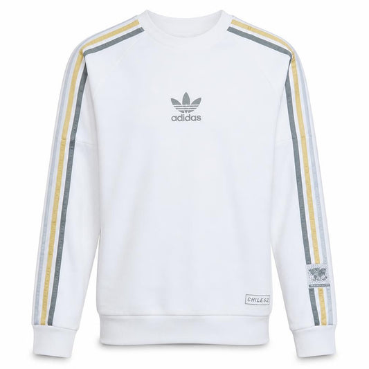 Adidas Mens White Crew Neck Pullover Sweatshirt Size S