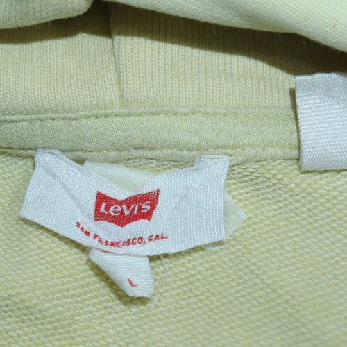 Levi's Women's Beige Pullover Hoodie L Logo Cotton Casual Sweatshirt