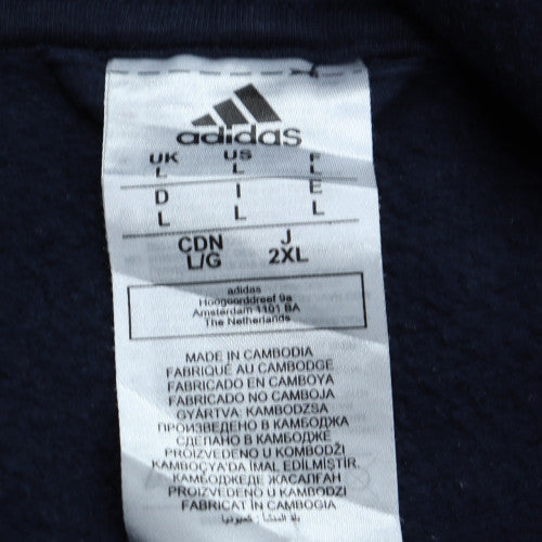 Adidas Mens Blue Full Zip Hoodie Size L Sports Fleece Sweatshirt