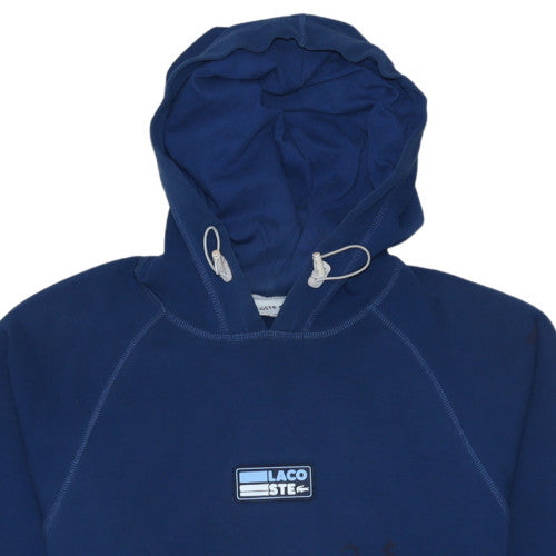 Lacoste Men's Blue Pullover Hoodie S Regular Fit Logo Zip Pocket