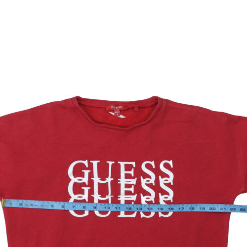 GUESS Women's Red Crew Neck Logo Sweatshirt Size M