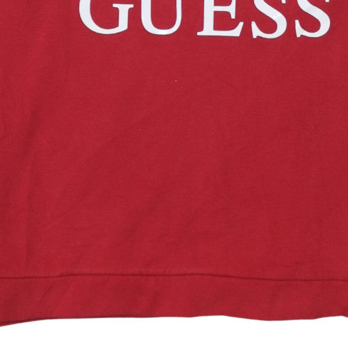 GUESS Women's Red Crew Neck Logo Sweatshirt Size M