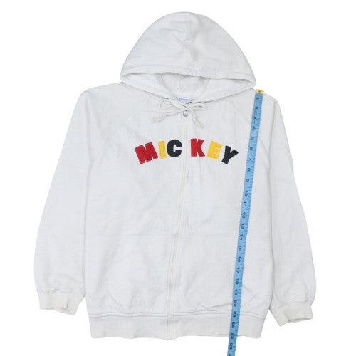 Disney Women White Mickey Full Zip Hoodie Size M Cotton Blend