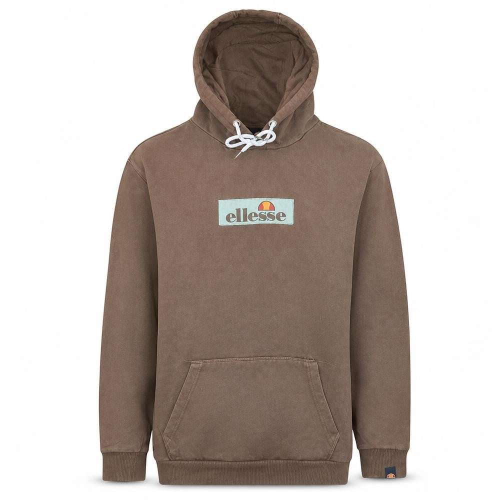Ellesse Men's Brown Pullover Hoodie S Fleece Logo Sweatshirt
