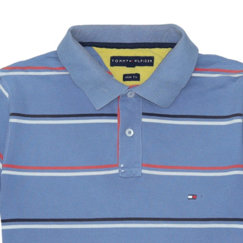 Tommy Hilfiger Men's Blue Striped Slim Fit Polo Shirt M