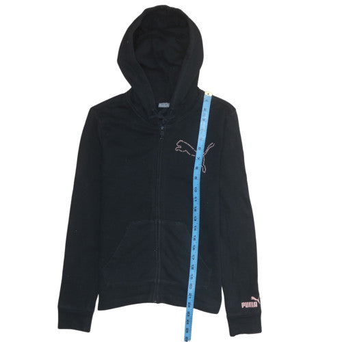 Puma Womens Black XS Full Zip Hoodie Sweatshirt Cotton Blend
