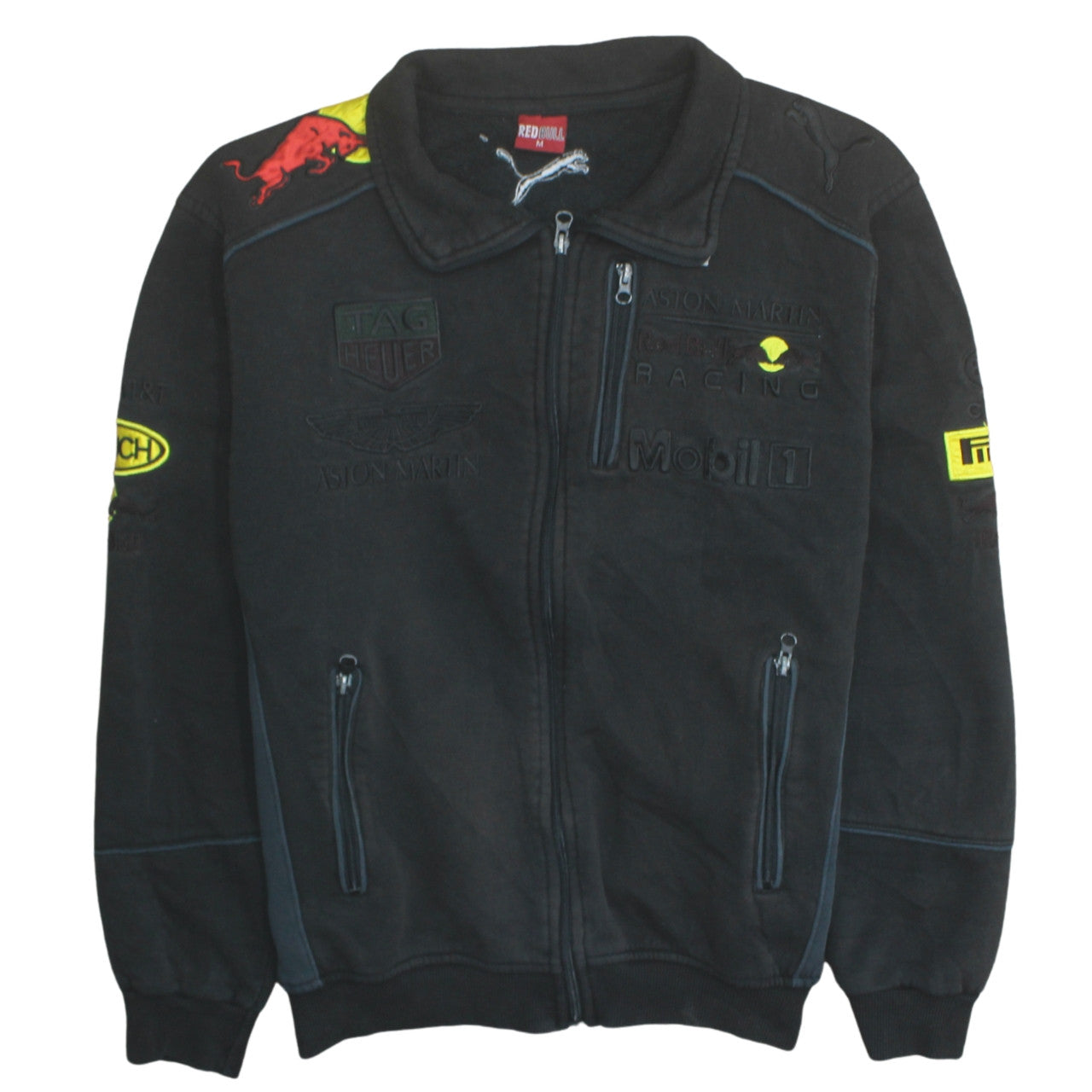 Red Bull Racing Men's Black Full Zip Fleece Sweatshirt M