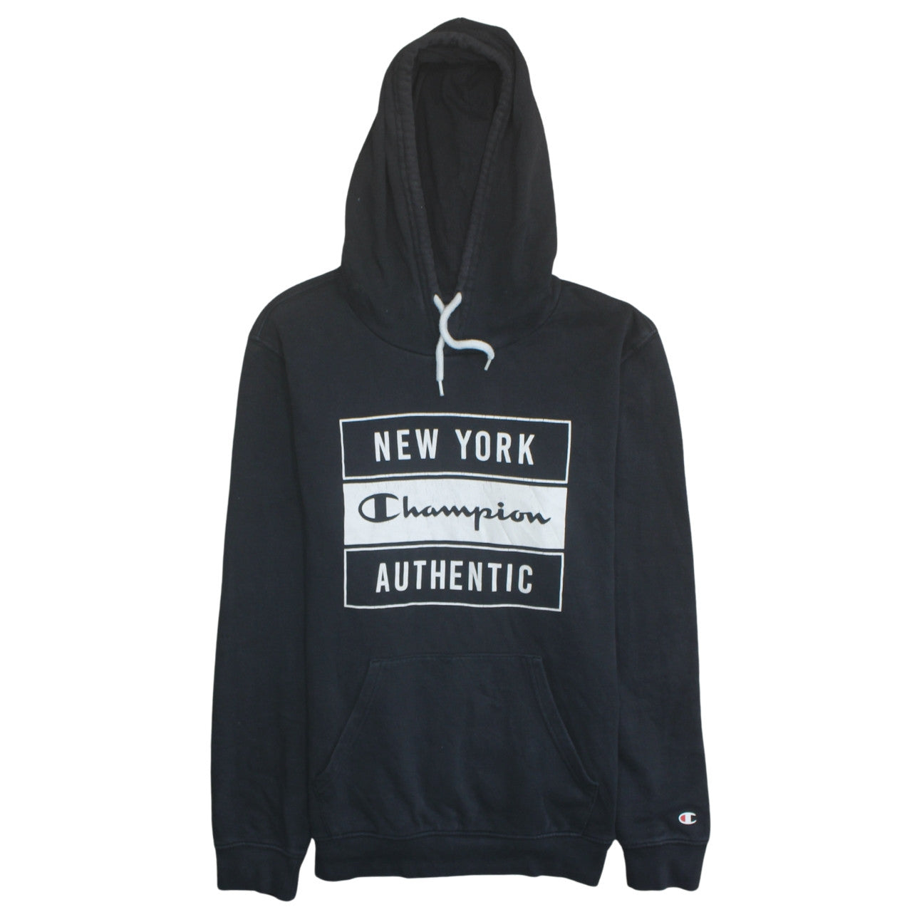Champion Men's Black Pullover Hoodie Medium Graphic New York Authentic