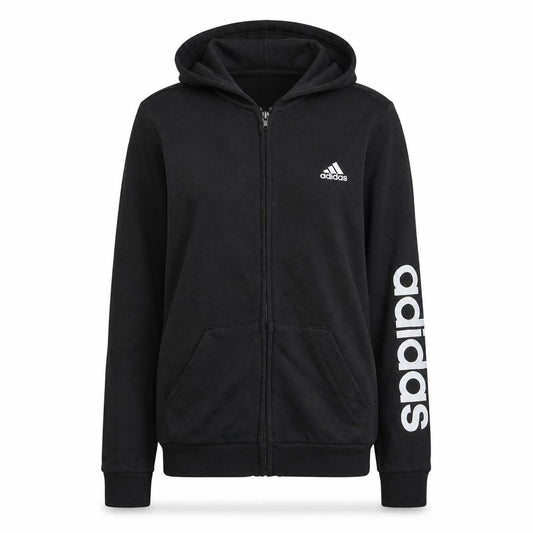 Adidas Women's Black Full Zip Hoodie Size 12-14 M Logo Print