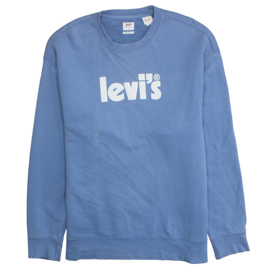 Levi's Men's Blue Relaxed Fit Crew Neck Logo Sweatshirt M