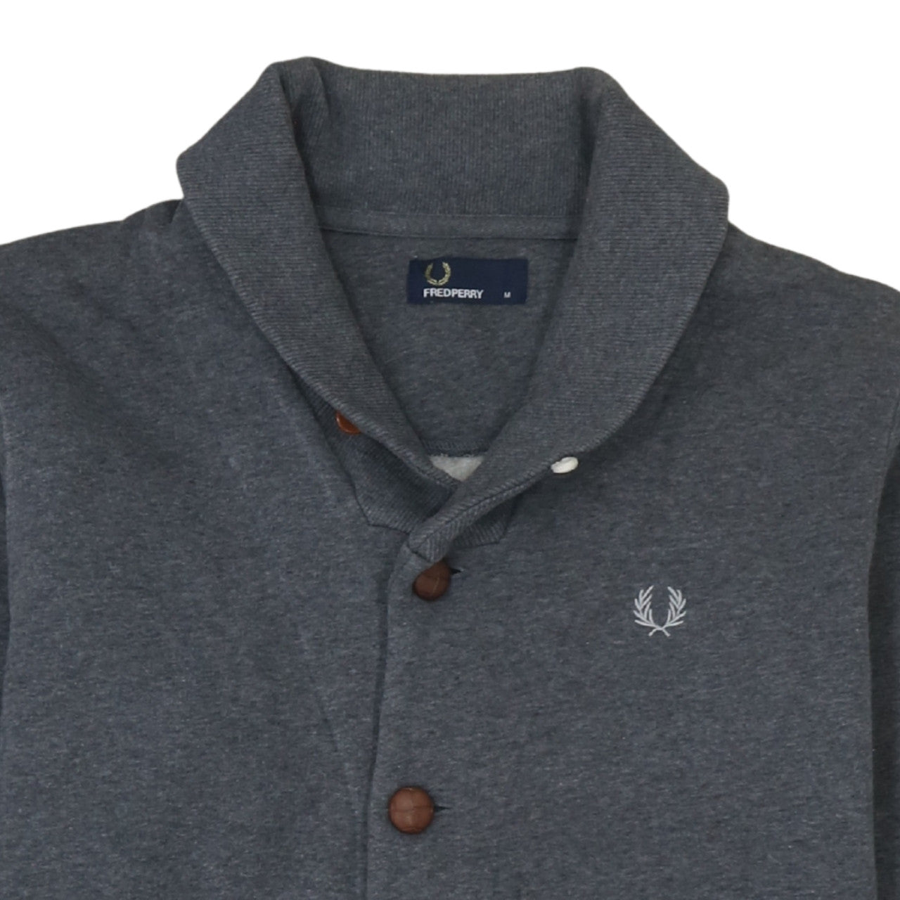 Fred Perry Men's Grey Button Cardigan Sweatshirt M