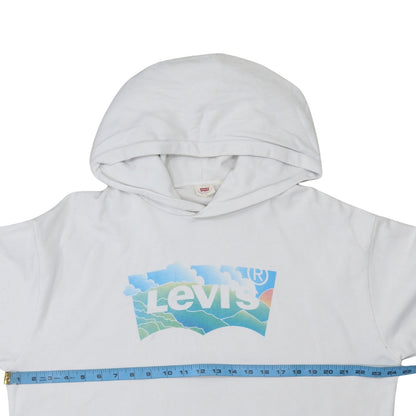Levi's Women's White XL Pullover Hoodie with Logo Print