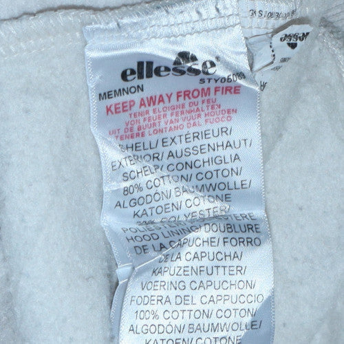 Ellesse Women Beige Hooded Pullover Hoodie UK 10 Cotton Blend Logo Sporty