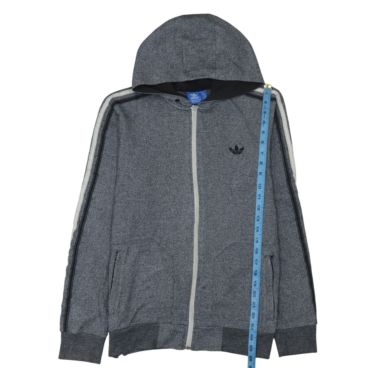 Adidas Mens Grey Full Zip Hoodie Size M Sportswear Hooded Jacket