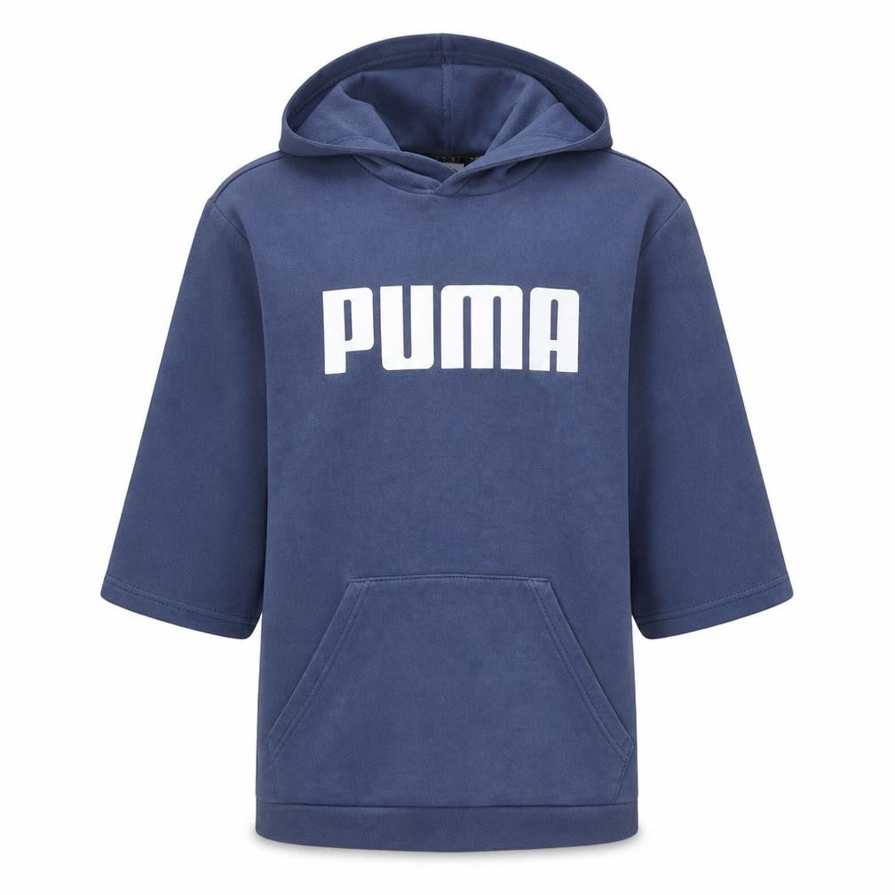 Puma Boys Blue Hoodie Short Sleeve Pullover Cotton Blend 12 Years