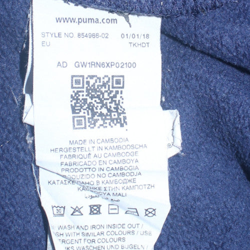 Puma Boys Blue Hoodie Short Sleeve Pullover Cotton Blend 12 Years