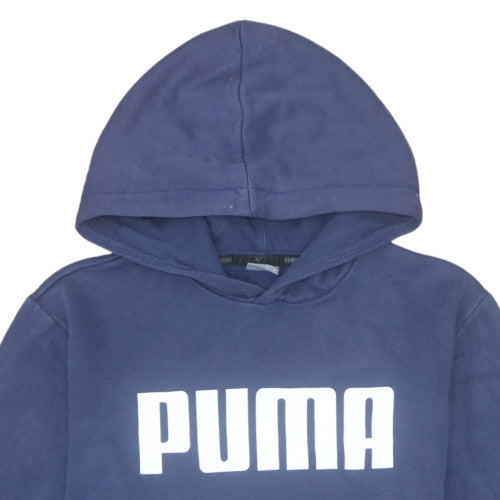 Puma Boys Blue Hoodie Short Sleeve Pullover Cotton Blend 12 Years