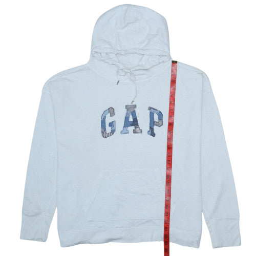 GAP Men's White Pullover Hoodie M Logo Fleece Hooded Sweatshirt