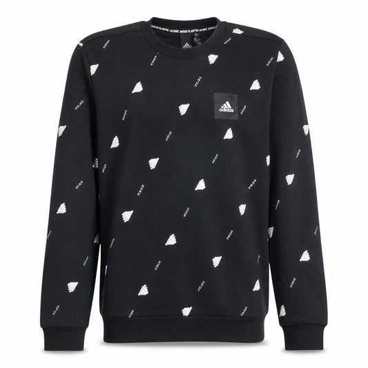 Adidas Men's Black Crew Neck Sweatshirt Size L Cotton Blend Graphic Print