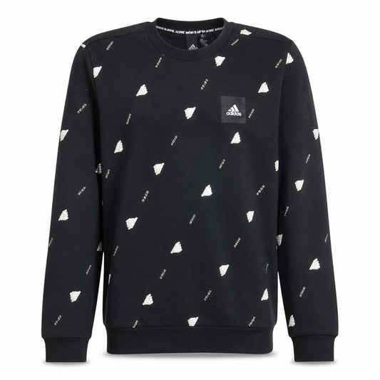 Adidas Men's Black Crew Neck Sweatshirt Size L Cotton Blend Graphic Print