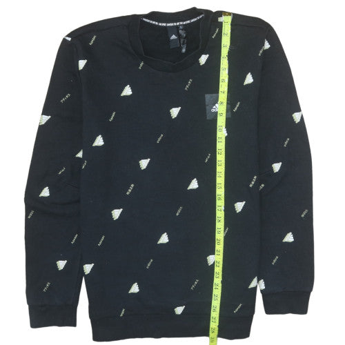Adidas Men's Black Crew Neck Sweatshirt Size L Cotton Blend Graphic Print