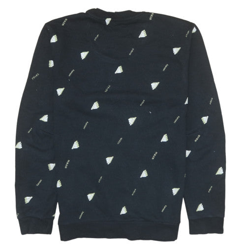 Adidas Men's Black Crew Neck Sweatshirt Size L Cotton Blend Graphic Print