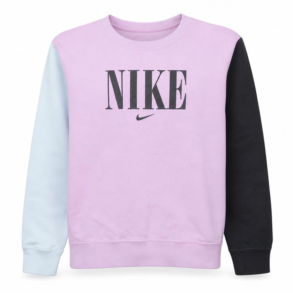 Nike Women's Pink Colourblock Crew Neck Pullover Sweatshirt M