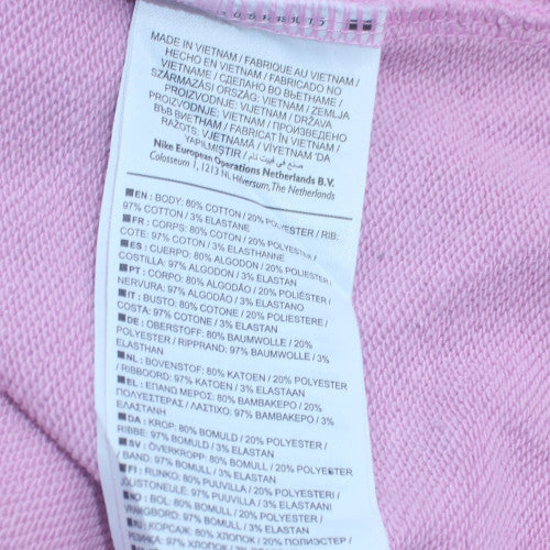 Nike Women's Pink Colourblock Crew Neck Pullover Sweatshirt M