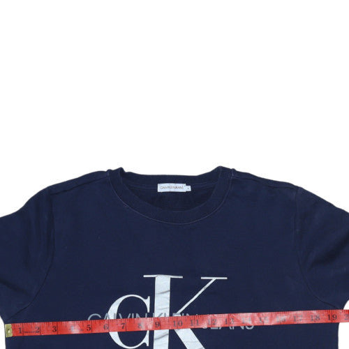 Calvin Klein Jeans Boys Navy Blue Logo Crew Neck Sweatshirt Size 16