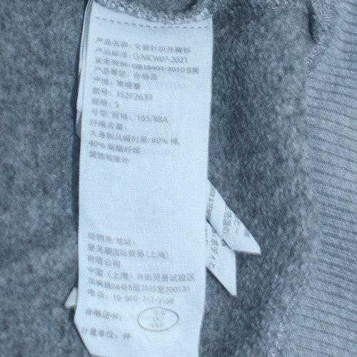 Hollister Women Grey Full Zip Hoodie Small Logo Print Casual