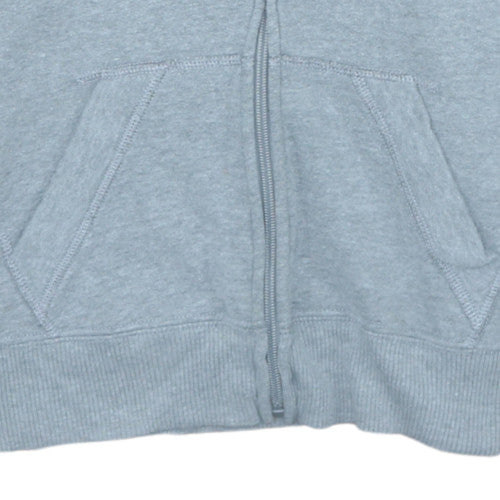Hollister Women Grey Full Zip Hoodie Small Logo Print Casual