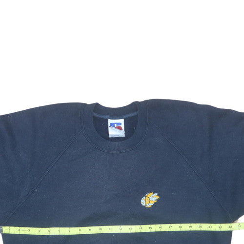 Russell Mens Navy Sweatshirt L Crew Neck Embroidered Fleece Classic