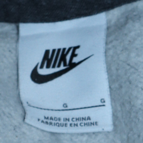 Nike Mens Grey Pullover Sweatshirt L Regular Fit Crew Neck Logo