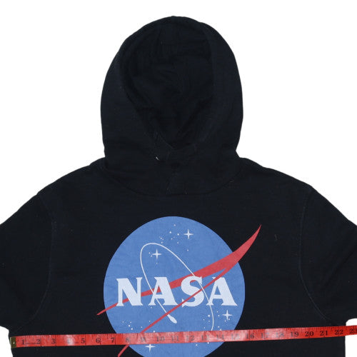 NASA Mens Black Pullover Hoodie L Logo Fleece Long Sleeve