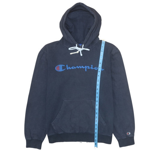 Champion Men's Blue Pullover Hoodie Medium Logo Fleece Sweatshirt