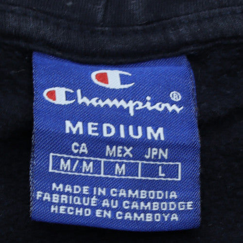 Champion Men's Blue Pullover Hoodie Medium Logo Fleece Sweatshirt
