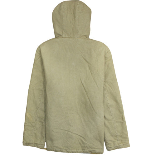 Review Base Men's Beige Hooded Cotton Full Zip Jacket M
