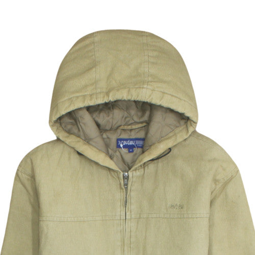 Review Base Men's Beige Hooded Cotton Full Zip Jacket M