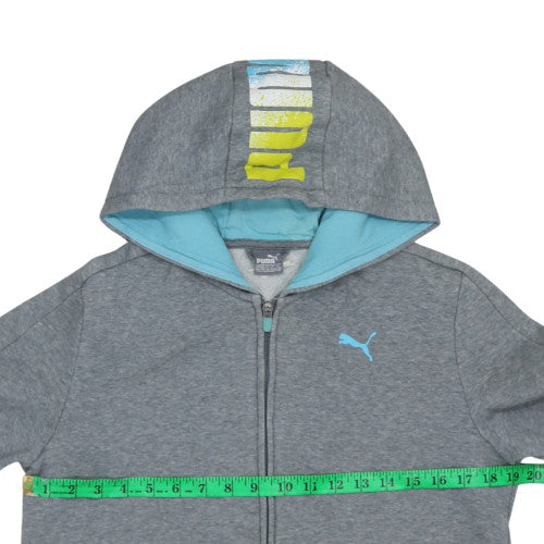 Puma Boys Grey Full Zip Hoodie Age 13-14 Years Cotton Blend