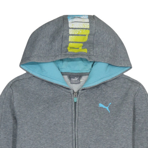 Puma Boys Grey Full Zip Hoodie Age 13-14 Years Cotton Blend