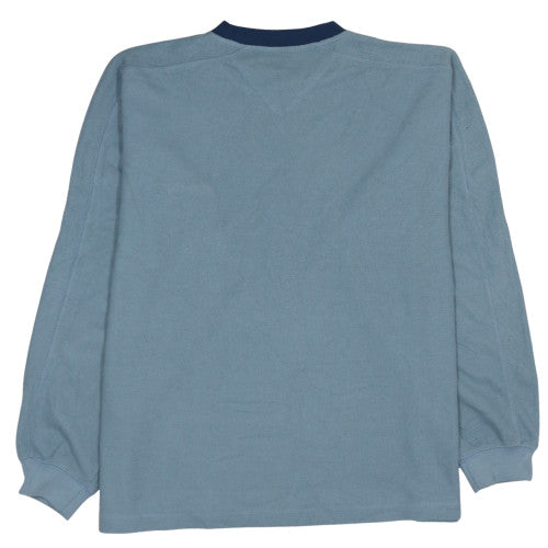 Reebok Men Blue Pullover Sweatshirt L Crew Neck Logo Sportswear