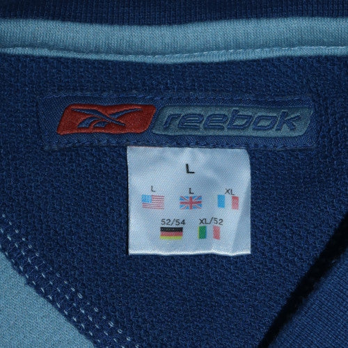Reebok Men Blue Pullover Sweatshirt L Crew Neck Logo Sportswear