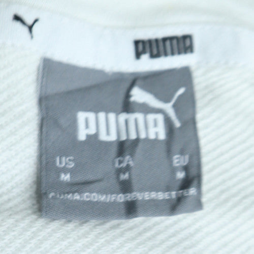 PUMA Mens Black White Pullover Hoodie M Logo Fleece Sportswear