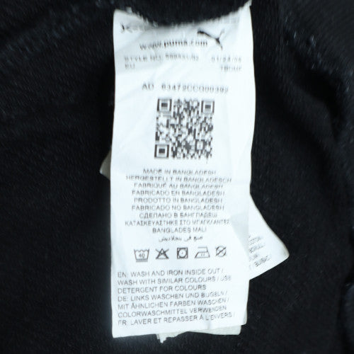 PUMA Mens Black White Pullover Hoodie M Logo Fleece Sportswear