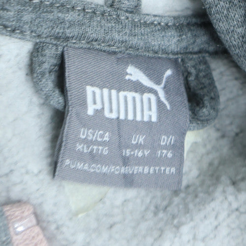 Puma Girls Grey Full Zip Hoodie 15-16 Years Fleece Sportswear