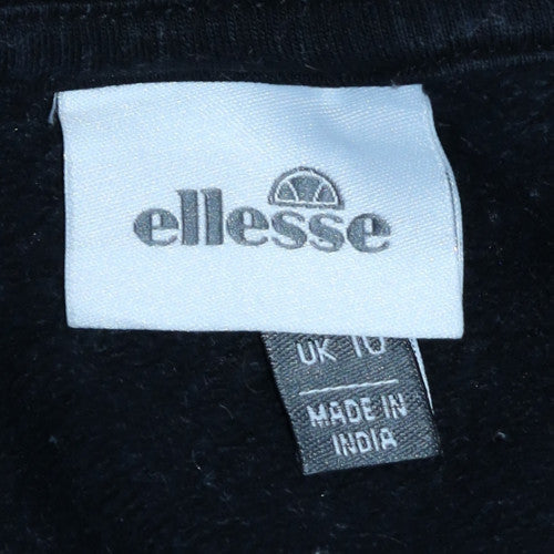 Ellesse Womens Black UK 10 Pullover Sweatshirt Cotton Blend Logo