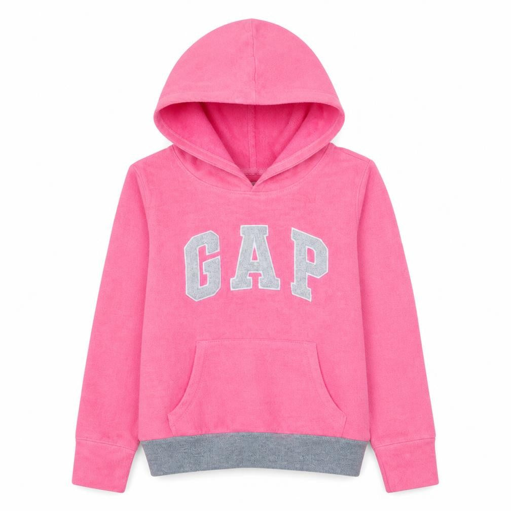 Gap Kids Girls Pink Pullover Hoodie Size 6-7 Years Cotton Blend Logo Design