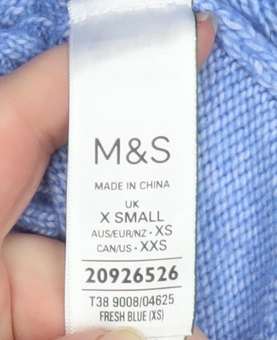 Marks and Spencer Women’s Blue Cable-Knit Pullover Jumper XS