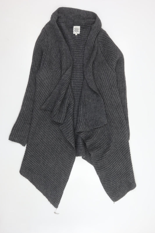 Noa Noa Women's Grey Wool Blend Open Front Long Sleeve Cardigan L